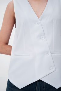 White Asymmetric Tailored Waistcoat