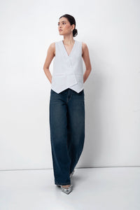 White Asymmetric Tailored Waistcoat