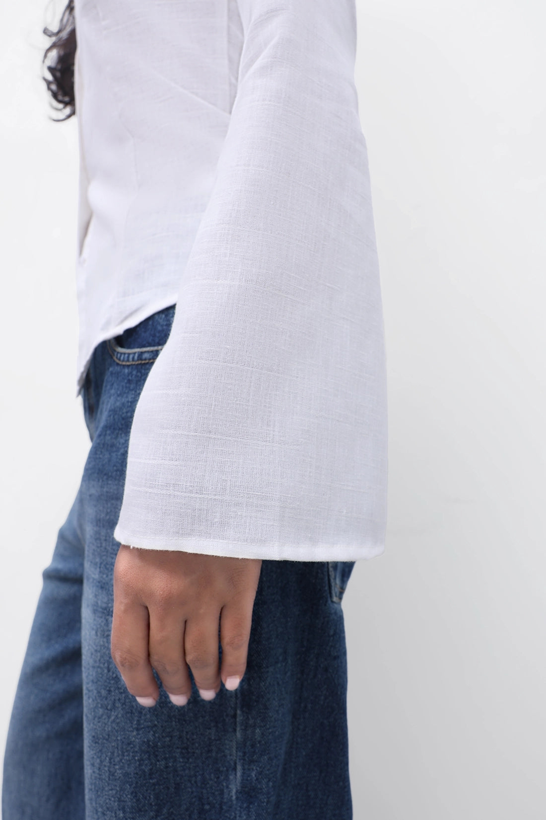 White Fitted Tie-Back Shirt