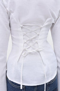 White Fitted Tie-Back Shirt