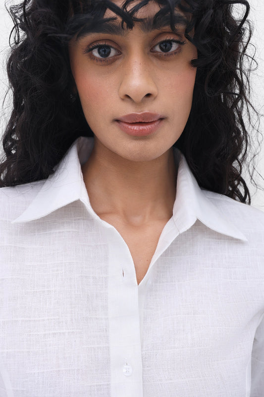 White Fitted Tie-Back Shirt