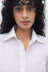 White Fitted Tie-Back Shirt