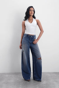 White Halter-Neck Polyamide Top