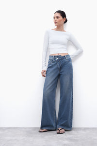 White Long-Sleeve Polyamide Top