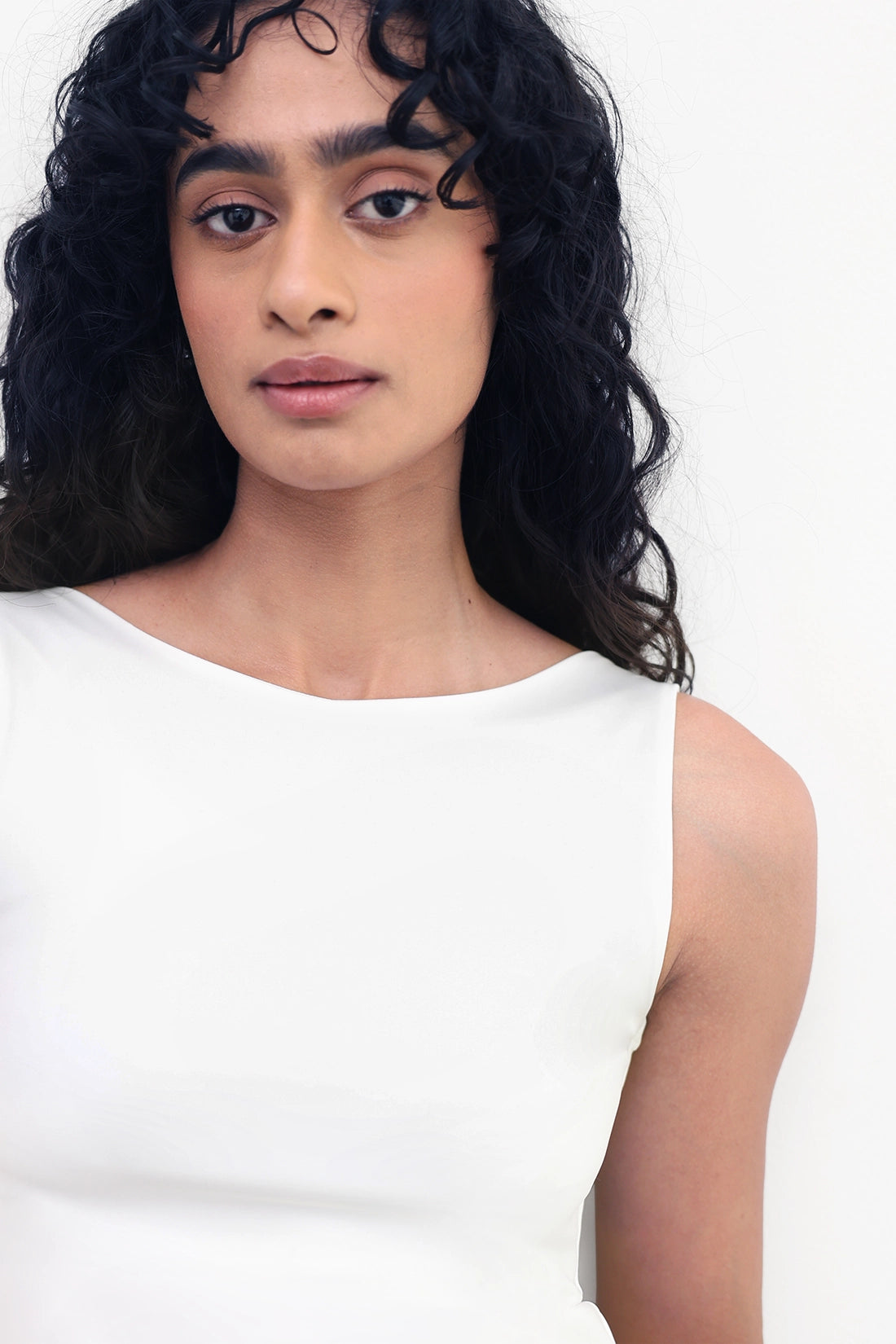 White Open-Back Polyamide Top