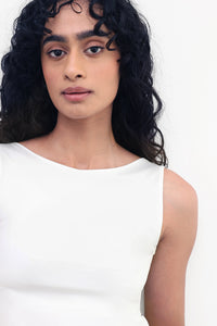 White Open-Back Polyamide Top