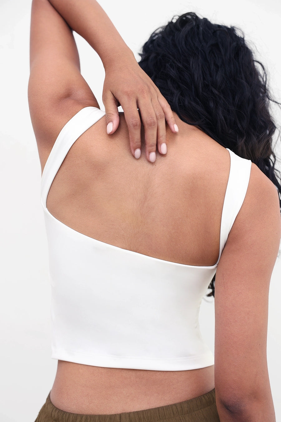 White Open-Back Polyamide Top