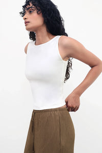 White Open-Back Polyamide Top
