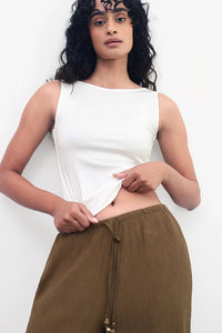 White Open-Back Polyamide Top