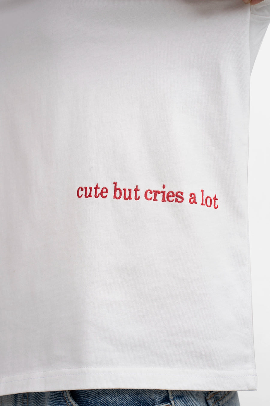 White Oversized T-Shirt With Embroidery