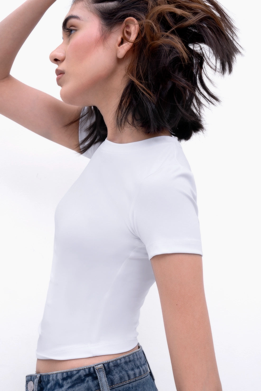 White Polyamide Fitted T-Shirt