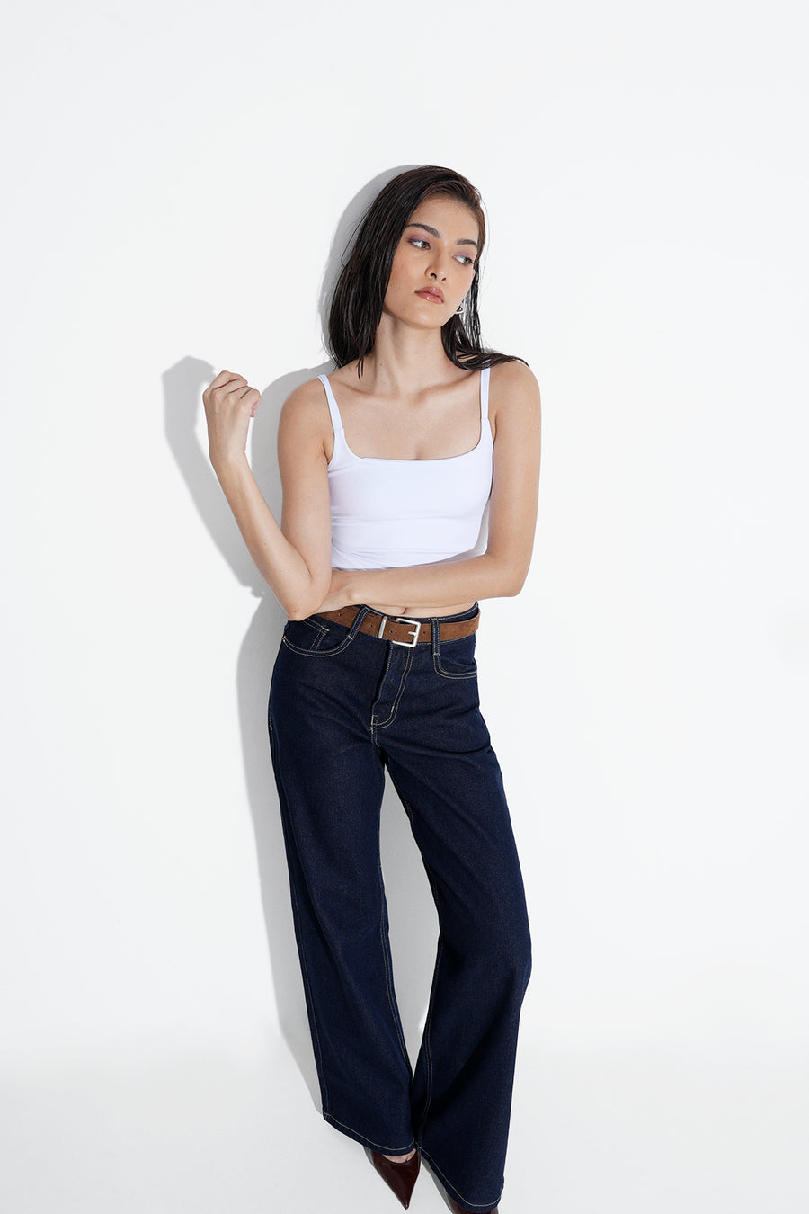 White Strappy Polyamide Top