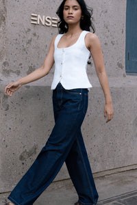 White Tailored Tweed Top