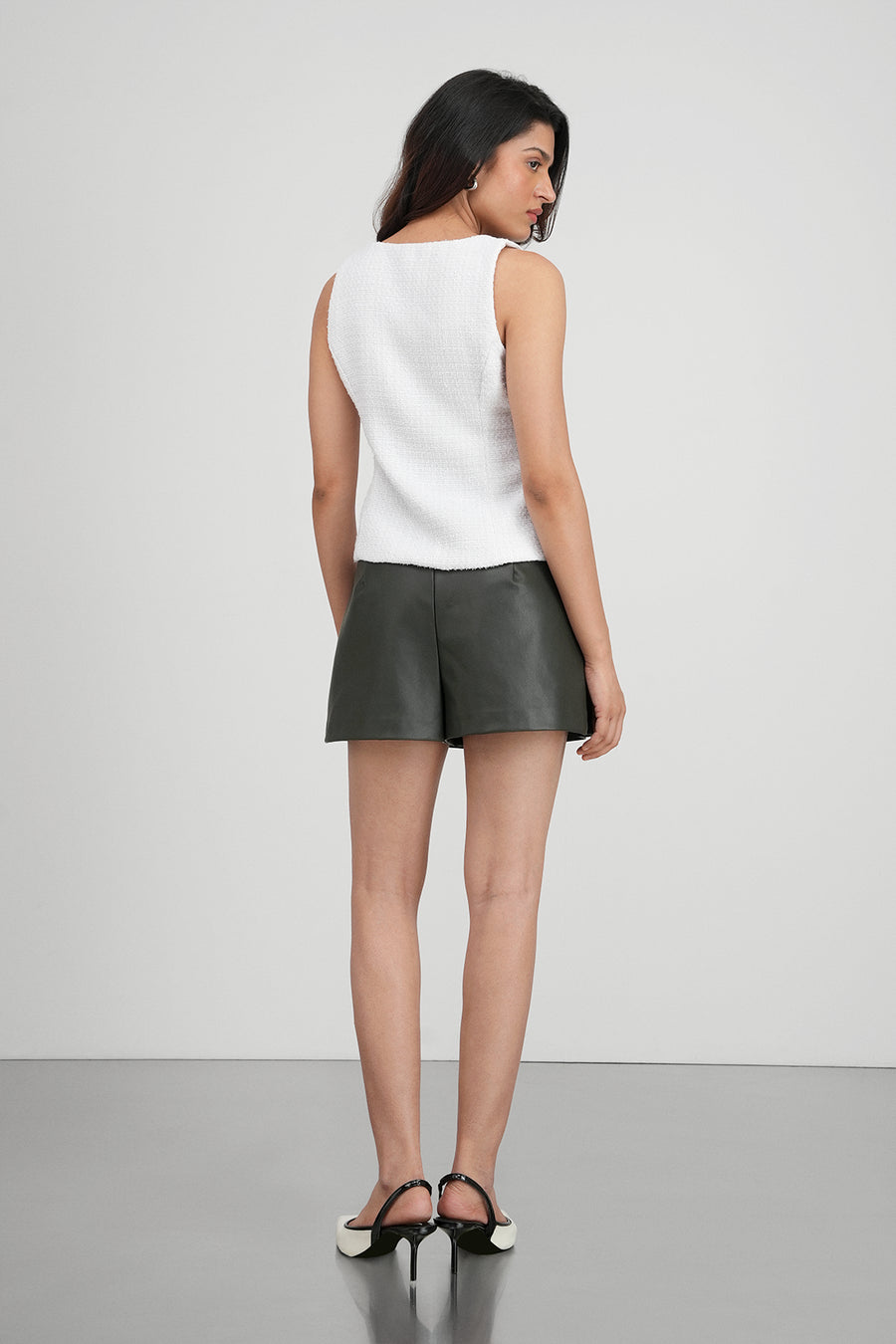 White Tailored Tweed Top