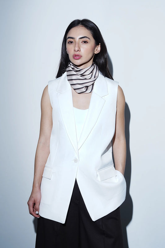 White Tailored Waistcoat Blazer