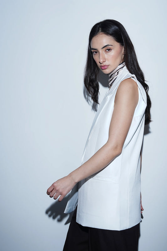 White Tailored Waistcoat Blazer