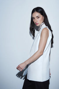 White Tailored Waistcoat Blazer