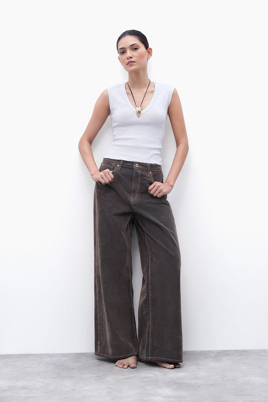 White V-Neck Ribbed Top