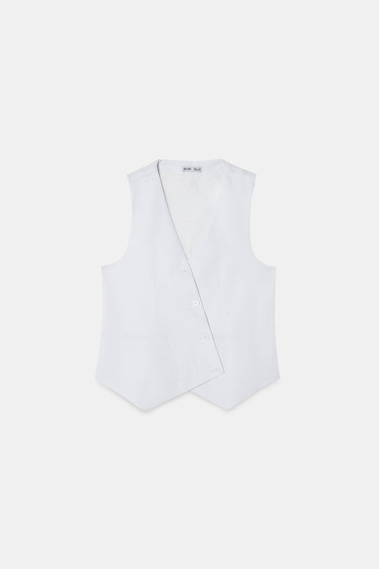 White Asymmetric Tailored Waistcoat