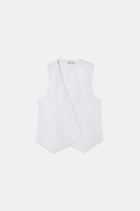 White Asymmetric Tailored Waistcoat