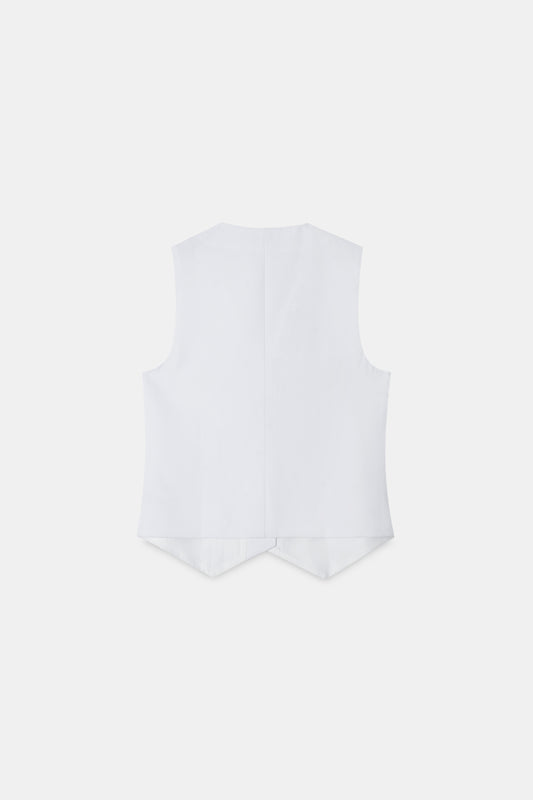 White Asymmetric Tailored Waistcoat