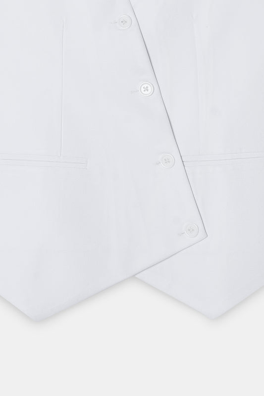 White Asymmetric Tailored Waistcoat
