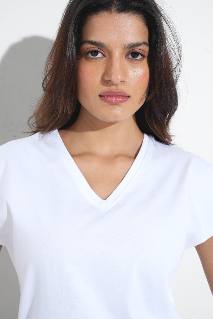 White Basic V-Neck T-Shirt