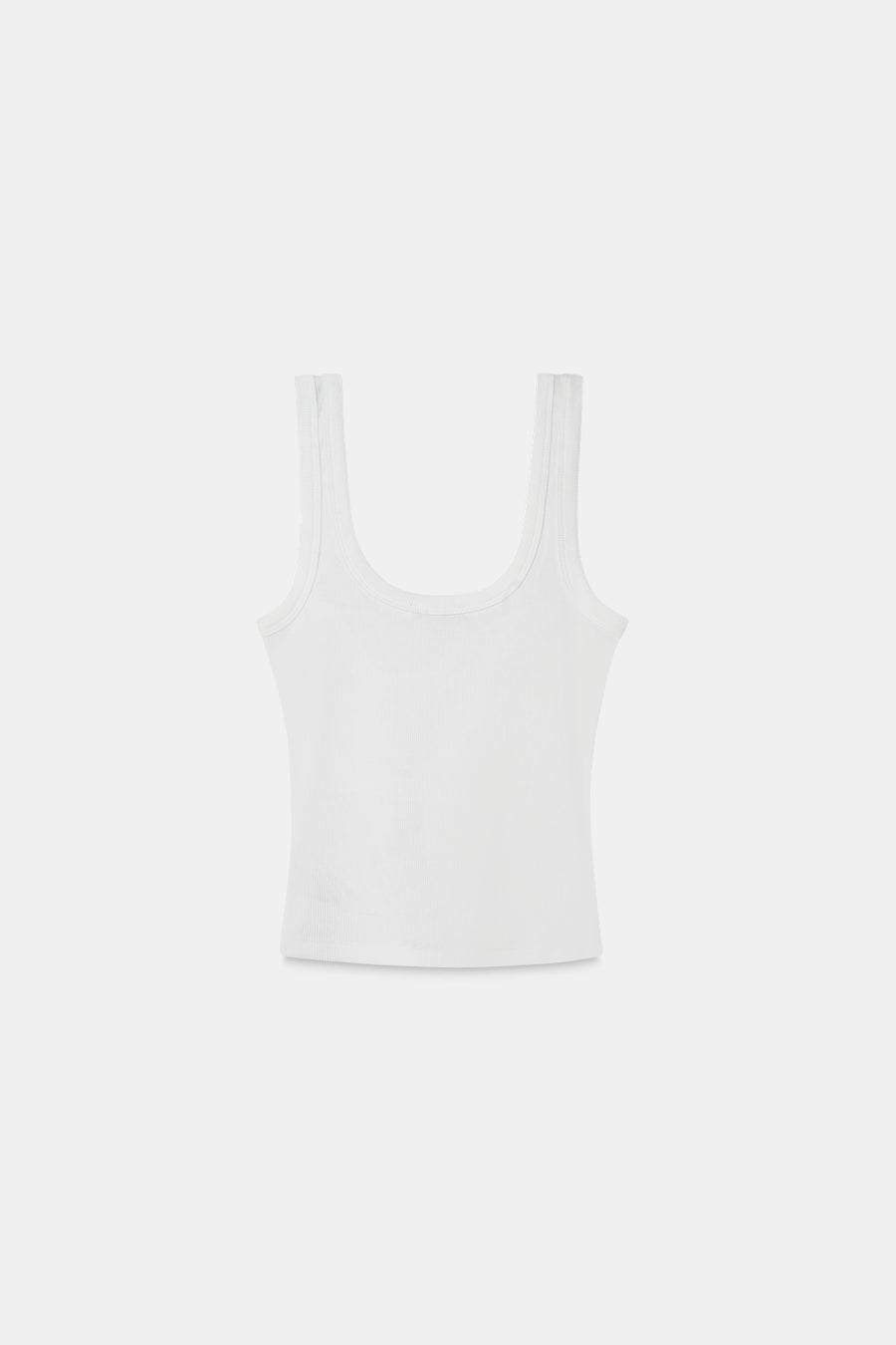 White Button Embroidered Ribbed Top