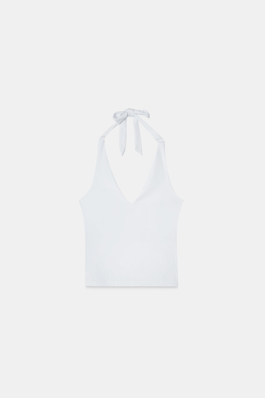 White Halter-Neck Polyamide Top