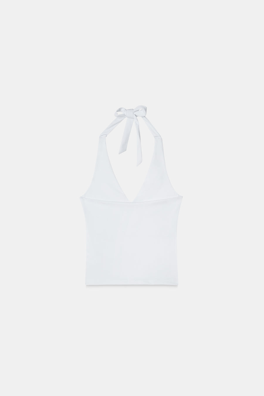 White Halter-Neck Polyamide Top