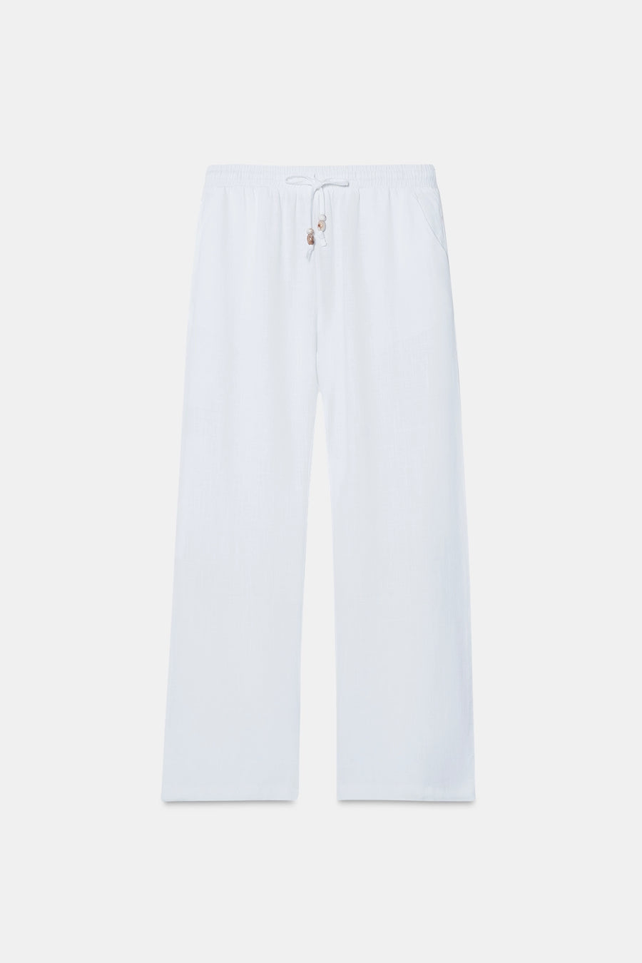 White Linen Drawstring Pants