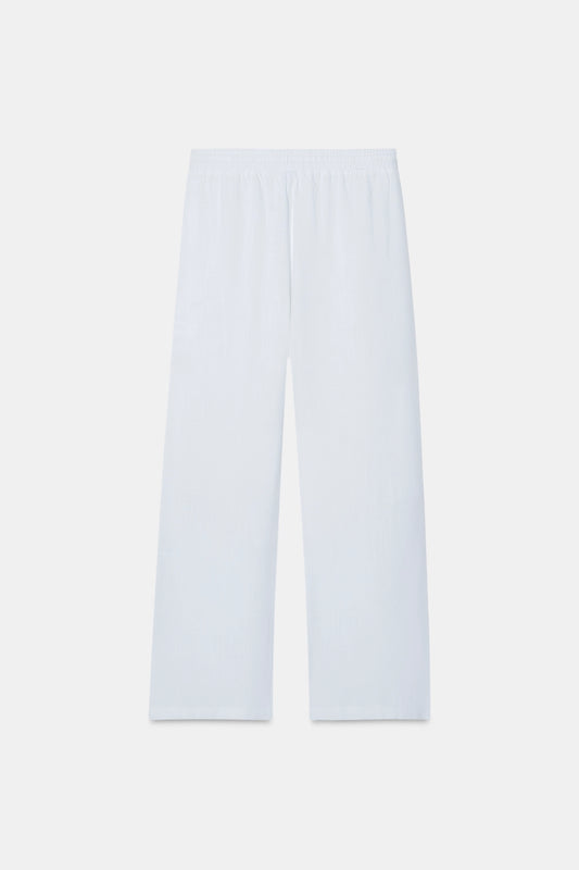 White Linen Drawstring Pants