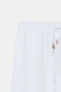 White Linen Drawstring Pants