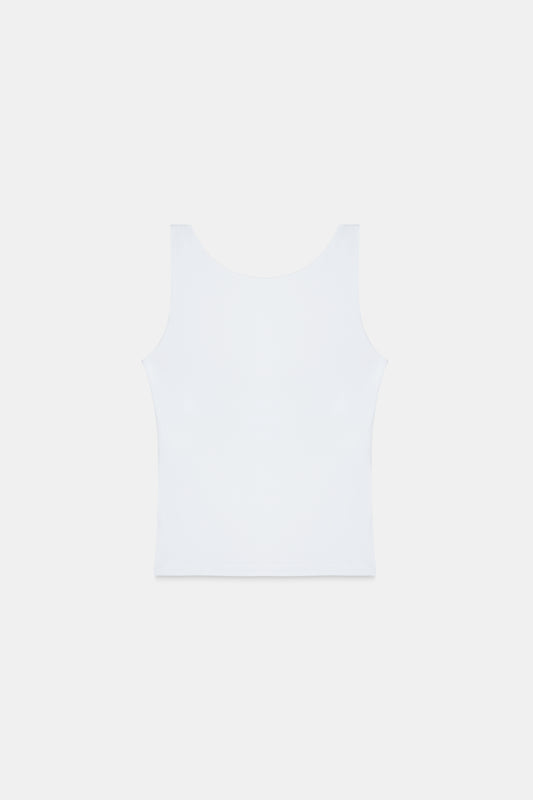 White Open-Back Polyamide Top