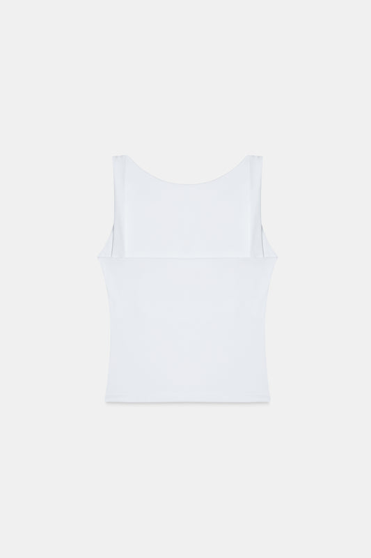 White Open-Back Polyamide Top