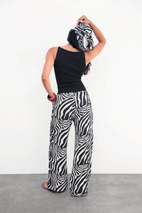 Zebra Print Pull-On Trousers with Scarf