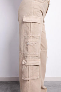 Beige Utility Cargo Denim