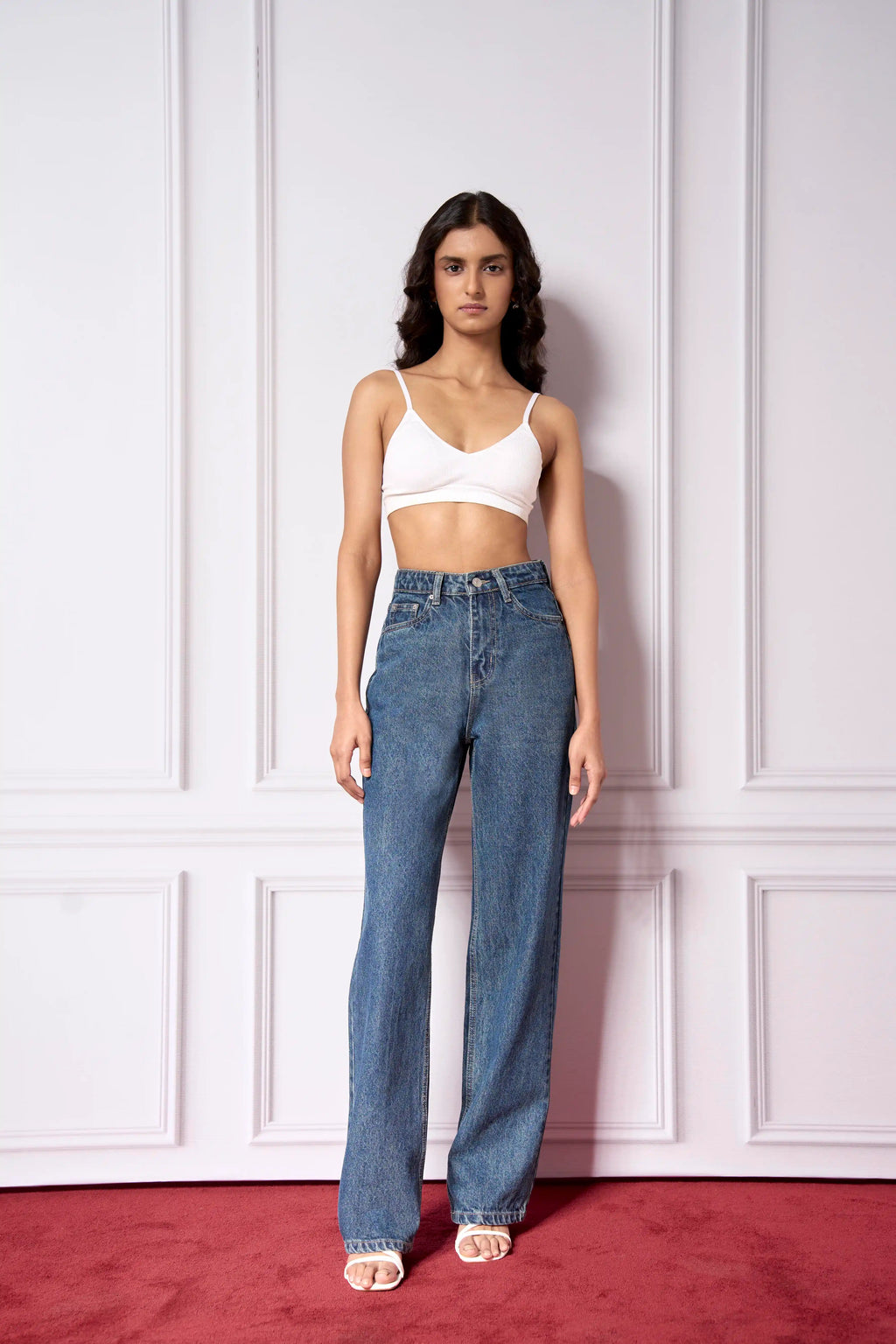 Heavy Washed Vintage Straight Jeans