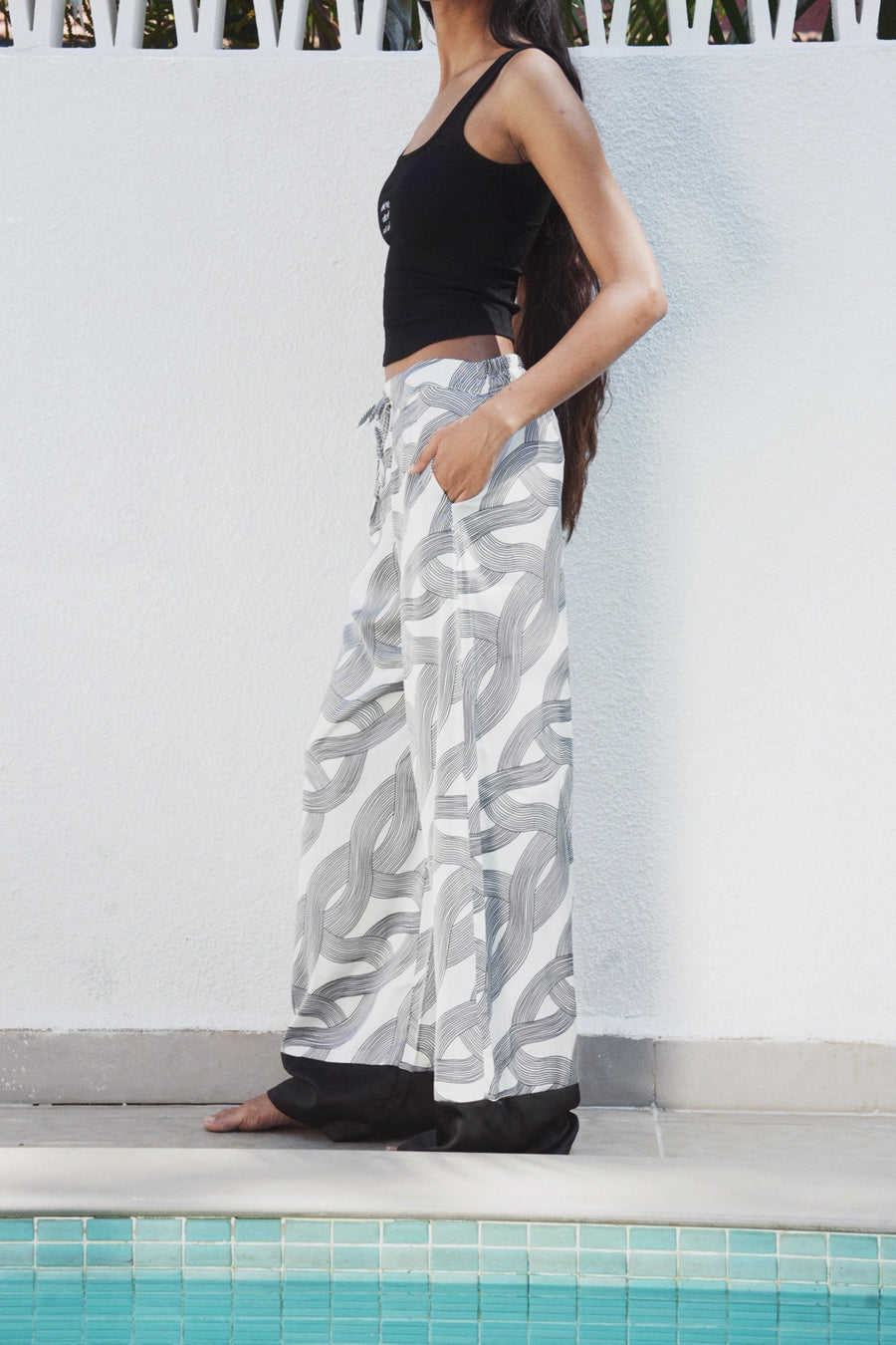 Printed Satin Pants
