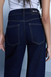 Raw Wash Rhinestone Straight-Leg Jeans