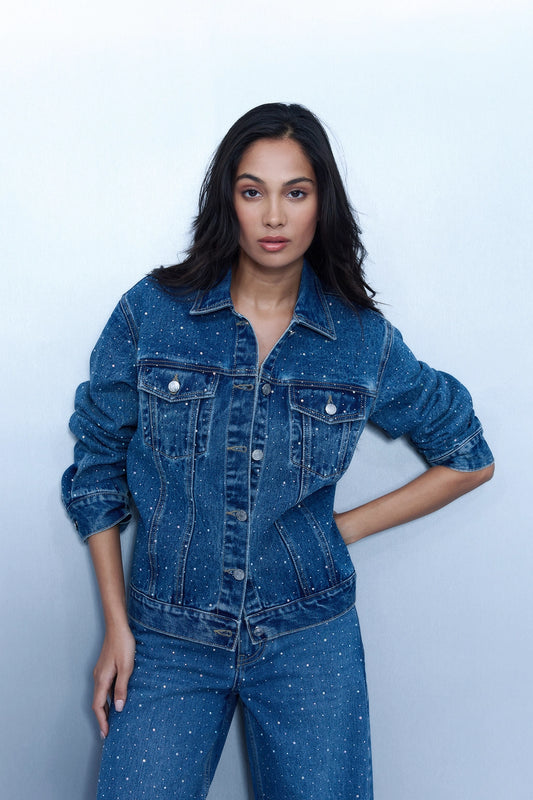 Studded Denim Jacket - Blue