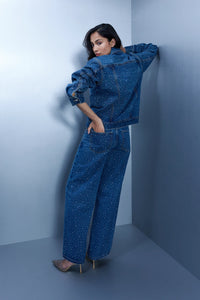 Studded Denim Jacket - Blue