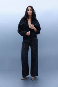 Studded Denim Jacket - Black