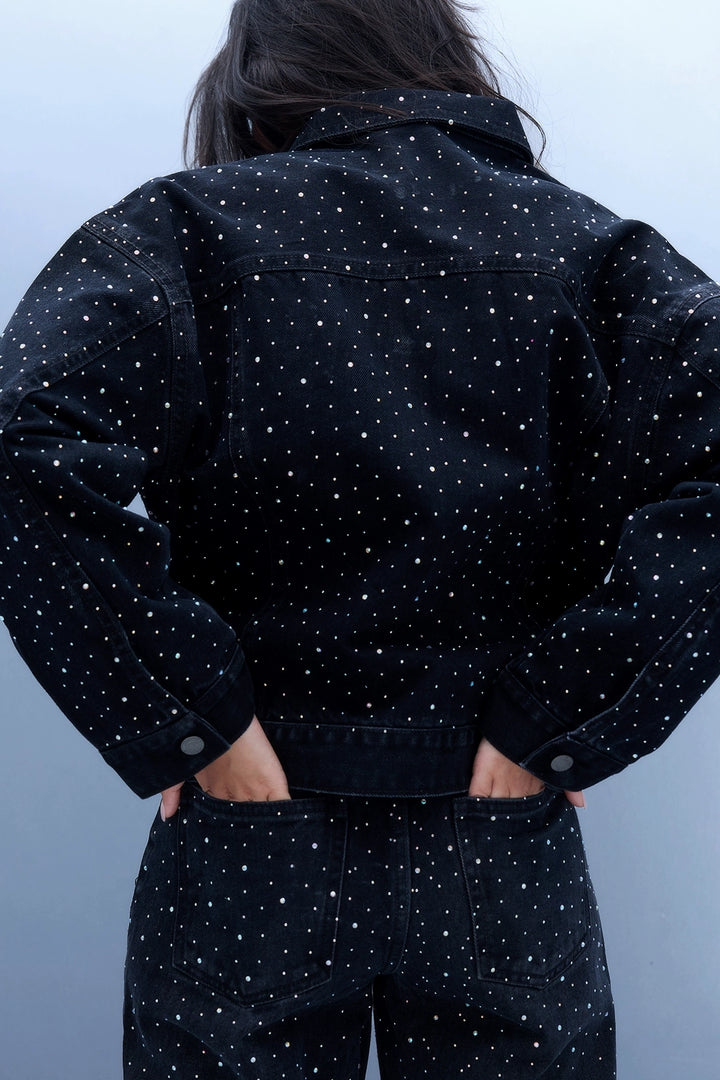 Studded Denim Jacket - Black