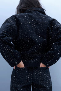 Studded Denim Jacket - Black