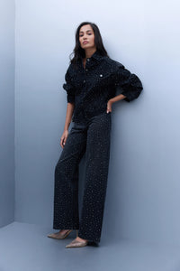 Studded Denim Jacket - Black