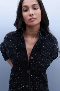 Studded Denim Jacket - Black