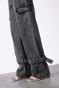 Belted Grey Cargo Denim