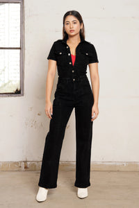 Black Denim Jumpsuit Bluer