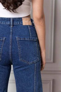 Back Pleated Straight Fit Jeans